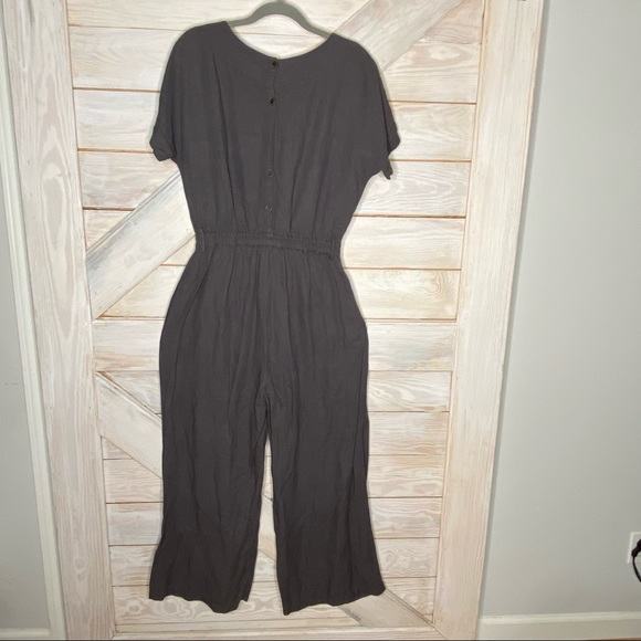 Mo:Vint Modern Button Charcoal Gray Romper - Picture 2 of 6